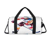 Bolsa de lona deportiva con estampado de jugador de hockey con compartimento para zapatos, bolsas de fin de semana, viajes, gimnasio, organizador de equipaje para mujeres, hombres, niños y niñas