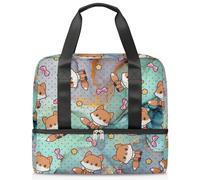Bolsa de lona deportiva con estampado de zorro de mármol para mujeres, hombres y niños, Kirls Marble Art Weekend Overnight Bags Wet Seperated 21 L Tote Bag for Travel Gym Yoga, color, 21L, Organizador