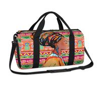 Bolsa de lona deportiva con flores étnicas africanas para mujer, bolsa de fin de semana, bolsa de viaje, gimnasio, bolsa de lona para niños, niñas, niños, mujeres y hombres