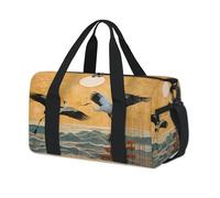 Bolsa de lona deportiva con grullas de pintura de paisaje japonés, bolsa de fin de semana, bolsa de viaje casual, para viajes, gimnasio, para niños, niñas, niños, mujeres y hombres