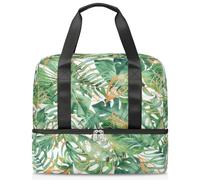 Bolsa de lona deportiva con hojas de palma tropicales para mujeres, hombres, niños, Kirls Palm Print Weekend Overnight Bags Wet Seperated 21 L Tote Bag for Travel Gym Yoga, color, 21L, Organizador de