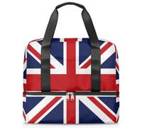 Bolsa de lona deportiva con la bandera del Reino Unido para mujeres, hombres y niños, Kirls bandera británica, bolsas de fin de semana, bolsas de noche separadas para mojado, bolsa de mano de 21 L