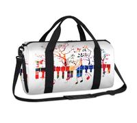 Bolsa de lona deportiva con notas musicales coloridas, diseño de piano de árbol, bolsa de viaje para el gimnasio, bolsa de lona para niños, niñas, niños, mujeres y hombres