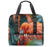 Bolsa de lona deportiva con patrón de flamencos para mujeres, hombres, niños y niñas, 21 L, bolsa de fin de semana, bolsa de viaje separada para viajes, gimnasio, yoga, color, Big, Organizador de