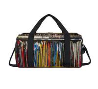 Bolsa de lona deportiva con patrón de palos de hockey con compartimento para zapatos, bolsas de fin de semana, viajes, gimnasio, organizador de equipaje para mujeres, hombres, niños y niñas