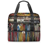 Bolsa de lona deportiva con patrón de palos de hockey para mujeres, hombres, niños y niñas, 21 L, bolsa de fin de semana, bolsa de viaje separada para viajes, gimnasio, yoga, color, Big, Organizador