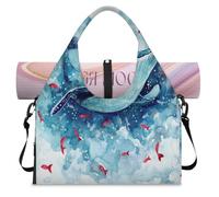 Bolsa de lona deportiva con patrón de pez ballena para mujeres y hombres, bolsa de fin de semana con compartimento para zapatos, bolsa de hombro para yoga, gimnasio, viajes, color, L, Organizador de