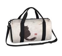 Bolsa de lona deportiva con pintura de gato negro japonés, bolsa de fin de semana, bolsa de viaje, gimnasio, equipaje, bolsa de lona para niños, niñas, niños, mujeres y hombres