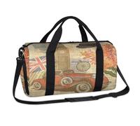 Bolsa de lona deportiva con postal vintage de Londres, bolsa de viaje informal para viajes, gimnasio, equipaje, para niños, niñas, niños, mujeres y hombres