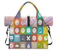 Bolsa de lona deportiva con signos de educación matemática para mujeres y hombres, bolsa de fin de semana con compartimento para zapatos, bolsa de hombro para yoga, gimnasio, viajes, color, L,