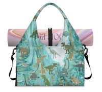 Bolsa de lona deportiva de arte abstracto con diseño de dinosaurio de mármol con compartimento para zapatos, para fin de semana, de noche, para gimnasio, yoga, viajes, color, L, Bolsa de viaje