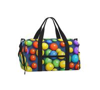 Bolsa de lona deportiva de bolas coloridas con compartimento para zapatos, ligera, para gimnasio, fin de semana, para hombres y mujeres, bolsa de viaje impermeable con bolsillo húmedo