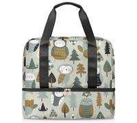 Bolsa de lona deportiva de búho de dibujos animados para mujeres, hombres, niños, Kirls Animal Owl Cute Weekend Overnight Bags Wet Seperated 21 L Tote Bag for Travel Gym Yoga, color, 21L, Organizador