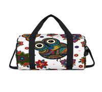 Bolsa de lona deportiva de búho étnico bohemio con compartimento para zapatos, estampado de búho, bolsa de fin de semana, bolsa de viaje, gimnasio, organizador de equipaje para mujeres, hombres, niños
