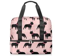 Bolsa de lona deportiva de bulldog francés para mujeres, hombres y niños, Kirls dibujos animados, bulldog, fin de semana, bolsas de noche separadas por mojado, bolsa de mano de 21 L para viajes,