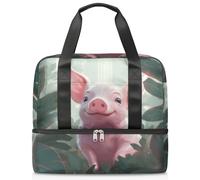 Bolsa de lona deportiva de cerdo lindo animal para mujeres, hombres, niños, Kirls, 21 L, bolsas de fin de semana para la noche, bolsa de mano separada para viajes, gimnasio, yoga, color, 21L,