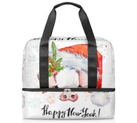 Bolsa de lona deportiva de cerdo lindo de Navidad para mujeres, hombres y niños, Kirls Pig Piggy fin de semana, bolsas de noche separadas para mojado, bolsa de mano de 21 L para viajes, gimnasio,