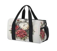 Bolsa de lona deportiva de estilo vintage con diseño de rosas para fin de semana, para la noche, para viajes, gimnasio, para niños, niñas y hombres