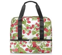 Bolsa de lona deportiva de frambuesa para mujeres, hombres, niños, Kirls fresa, frambuesa, fin de semana, bolsas de noche separadas por mojado, bolsa de mano de 21 L para viajes, gimnasio, yoga,