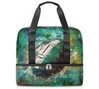 Bolsa de lona deportiva de fútbol americano acuarela para mujeres, hombres y niños, Kirls fin de semana, bolsas de noche separadas por mojado, bolsa de mano de 21 L para viajes, gimnasio, yoga, color,