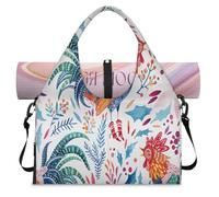 Bolsa de lona deportiva de gallo floral con compartimento para zapatos, lindo gallo de fin de semana, bolsa de equipaje para cabina, para gimnasio, yoga, viajes, color, L, Bolsa de viaje