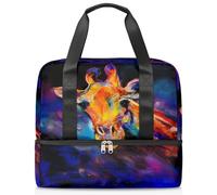 Bolsa de lona deportiva de jirafa para mujeres, hombres y niños, Kirls Giraffe Art Painting Weekend Overnight Bags Wet Seperated 21 L Tote Bag for Travel Gym Yoga, color, 21L, Organizador de bolsas