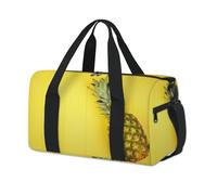 Bolsa de lona deportiva de madera amarilla con diseño de piña, para fin de semana, para la noche, informal, viajes, gimnasio, para niños, niñas, niños, mujeres y hombres