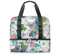 Bolsa de lona deportiva de mármol abstracto de dinosaurio de dibujos animados para mujeres, hombres y niños, Kirls Marble Weekend Overnight Bags Wet Seperated 21 L Tote Bag for Travel Gym Yoga, color,