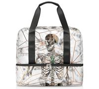 Bolsa de lona deportiva de mármol con calavera gótica para mujeres, hombres y niños, Kirls Marbl Print Weekend Overnight Bags Wet Seperated 21 L Tote Bag for Travel Gym Yoga, color, 21L, Organizador