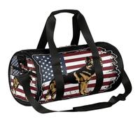 Bolsa de lona deportiva de pastor alemán, bolsa de lona ligera para el hombro, bolsa de viaje para hombres y mujeres (perro con bandera americana), Pastor alemán, 17.6(L) x 9(W) x 9(H) inch