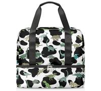 Bolsa de lona deportiva de vaca animal para mujeres, hombres y niños, Kirls linda vaca dinosa fin de semana bolsas de noche separadas húmedas 21 L bolsa de mano para viajes, gimnasio, yoga, color,