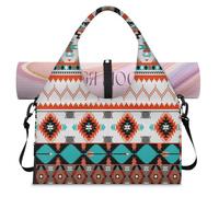 Bolsa de lona deportiva étnica tribal étnica geométrica para mujeres y hombres, bolsa étnica de fin de semana con compartimento para zapatos, bolsa de equipaje para yoga, gimnasio, viajes, color, L,