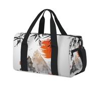 Bolsa de lona deportiva japonesa de bambú rojo para fin de semana, bolsa de viaje informal, para viajes, gimnasio, para niños, niñas, niños, mujeres y hombres