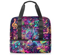 Bolsa de lona deportiva musical de arte abstracto para mujeres, hombres, niños y niñas, 21 L, para fin de semana, para viajes, gimnasio, yoga, color, Big, Organizador de bolsas