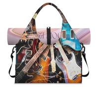 Bolsa de lona deportiva para guitarra eléctrica, con compartimento para zapatos, para fin de semana, para la noche, para gimnasio, yoga, viajes, color, L, Bolsa de viaje