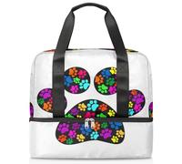 Bolsa de lona deportiva para mujeres, hombres, niños, Kirls, colorida y linda pata de perro, 21 L, bolsas de fin de semana, bolsa de noche separada para viajes, gimnasio, yoga, color, 21L, Organizador