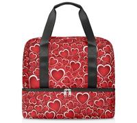 Bolsa de lona deportiva para mujeres, hombres, niños, Kirls, Día de San Valentín, tema de corazón rojo, 21 L, bolsas de fin de semana, bolsa de noche separada para viajes, gimnasio, yoga, color, 21L,