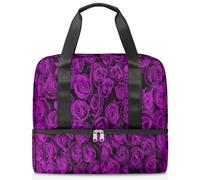 Bolsa de lona deportiva para mujeres, hombres, niños, Kirls, flor rosa, morado, 21 L, bolsas de fin de semana, bolsa de noche separada para viajes, gimnasio, yoga, color, 21L, Organizador de bolsas
