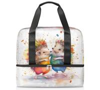 Bolsa de lona deportiva para mujeres, hombres, niños, Kirls, flores de acuarela, erizo, 21 L, bolsas de fin de semana, bolsa de noche separada para viajes, gimnasio, yoga, color, 21L, Organizador de
