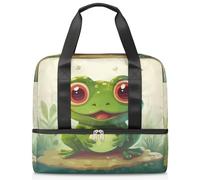 Bolsa de lona deportiva para mujeres, hombres, niños, Kirls, linda rana de dibujos animados, 21 L, bolsas de fin de semana, bolsa de noche separada para viajes, gimnasio, yoga, color, 21L, Organizador