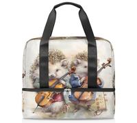 Bolsa de lona deportiva para mujeres, hombres, niños, Kirls, lindo erizo, música, violín, 21 L, para fin de semana, bolsa de noche separada para viajes, gimnasio, yoga, color, 21L, Organizador de