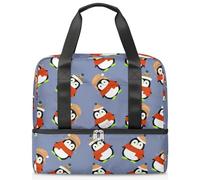 Bolsa de lona deportiva para mujeres, hombres, niños, Kirls, lindo pingüino de Navidad, 21 L, bolsas de fin de semana, bolsa de noche separada para viajes, gimnasio, yoga, color, 21L, Organizador de
