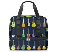 Bolsa de lona deportiva para mujeres, hombres, niños, Kirls, música colorida, guitarra eléctrica, 21 L, bolsas de fin de semana, bolsa de noche separada para viajes, gimnasio, yoga, color, 21L,