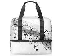 Bolsa de lona deportiva para mujeres, hombres, niños, Kirls, nota abstracta de música, 21 L, bolsas de fin de semana, bolsa de noche separada para viajes, gimnasio, yoga, color, 21L, Organizador de