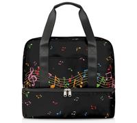 Bolsa de lona deportiva para mujeres, hombres, niños, Kirls, nota musical, colorida, 21 L, bolsas de fin de semana, bolsa de noche separada para viajes, gimnasio, yoga, color, 21L, Organizador de