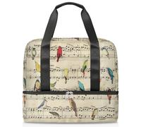 Bolsa de lona deportiva para mujeres, hombres, niños, Kirls, nota musical, pájaro, fin de semana, bolsas de noche separadas para mojado, bolsa de mano de 21 L para viajes, gimnasio, yoga, color, 21L,