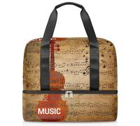 Bolsa de lona deportiva para mujeres, hombres, niños, Kirls, nota musical, violín, fin de semana, bolsas de noche separadas para mojado, bolsa de mano de 21 L para viajes, gimnasio, yoga, color, 21L,