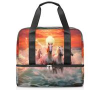 Bolsa de lona deportiva para mujeres, hombres, niños, Kirls, puesta de sol, océanos, caballos corriendo, 21 L, bolsas de fin de semana, bolsa de noche separada para viajes, gimnasio, yoga, color, 21L,