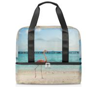 Bolsa de lona deportiva para mujeres, hombres, niños, Kirls, Sea Beach Flamingo 21 L bolsas de fin de semana para pasar la noche bolsa húmeda separada para viajes, gimnasio, yoga, color, 21L,