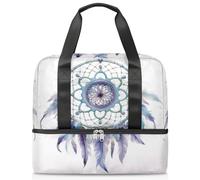 Bolsa de lona deportiva para mujeres, hombres y niños, atrapasueños étnicos bohemios de 21 L, bolsas de fin de semana para pasar la noche, bolsa de mano separada para viajes, gimnasio, yoga, color,